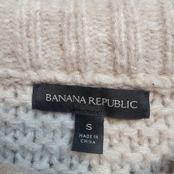 Banana Republic Fisherman Cable Knit Sweater Merino Wool Classic Tan Beige Small - Picture 11 of 14